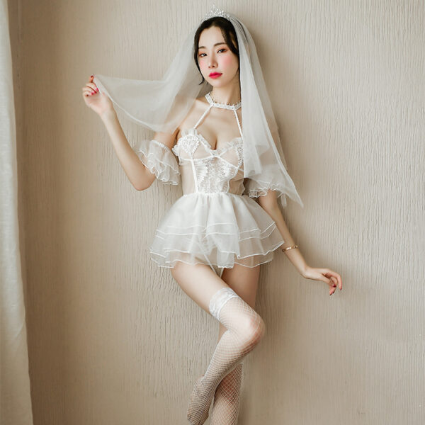 情趣内衣女性感诱惑透明白色婚纱新娘装套装厂家代发1514