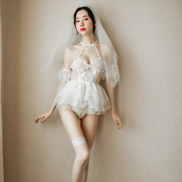 情趣内衣女性感诱惑透明白色婚纱新娘装套装厂家代发1514