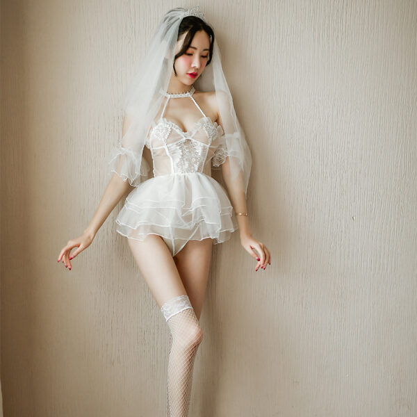情趣内衣女性感诱惑透明白色婚纱新娘装套装厂家代发1514