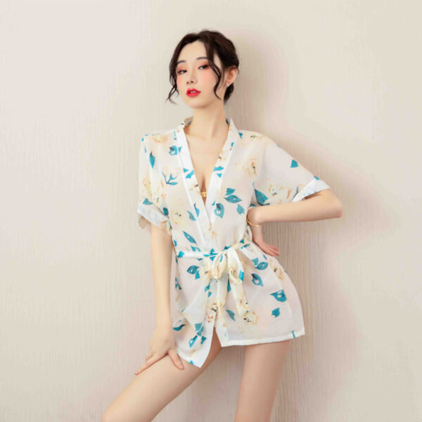情趣内衣女 性感诱惑透明火辣睡衣浴袍套装一件代发1133