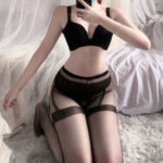 Sexy underwear sexy suspenders one body socks pure desire stockings female color contrast long tube sexy stockings4696