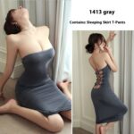 Long night sexy lingerie sexy hip skirt pajamas strap uniform temptation passion hot suit female 1413