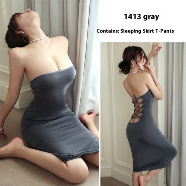 Long night sexy lingerie sexy hip skirt pajamas strap uniform temptation passion hot suit female 1413