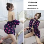 情趣内衣女 大码透明睡衣浴袍沐浴衣开衫家居服套装1214