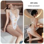 Long night sexy lingerie sexy lace see-through open jumpsuit hollow out pajamas uniform temptation female 2001