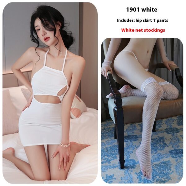 Long night sexy lingerie sexy nightclub role-playing uniform temptation lace-up cutout hot pajamas 1901