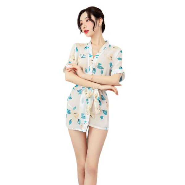 情趣内衣女 性感诱惑透明火辣睡衣浴袍套装一件代发1133