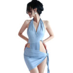 Long night sexy lingerie sexy see-through nightclub skinny hip skirt backless free off sexy suit female 1907
