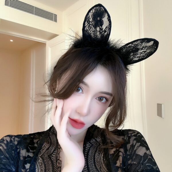 可爱蕾丝猫耳朵发箍女网红头箍性感兔耳cos化妆发饰4099