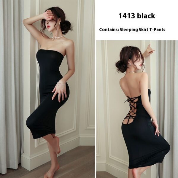 Long night sexy lingerie sexy hip skirt pajamas strap uniform temptation passion hot suit female 1413