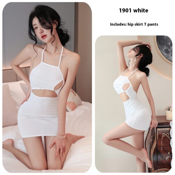 Long night sexy lingerie sexy nightclub role-playing uniform temptation lace-up cutout hot pajamas 1901