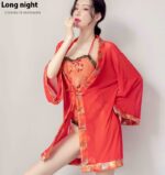 唐装外套配肚兜 古典美女红色透视肚兜 情趣性感刺绣古装