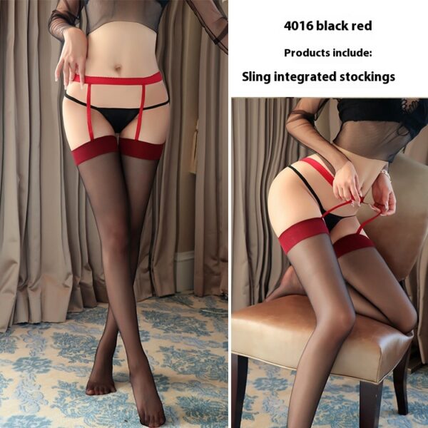 Sexy underwear sexy suspenders one body socks pure desire stockings female color contrast long tube sexy stockings4016