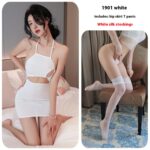 Long night sexy lingerie sexy nightclub role-playing uniform temptation lace-up cutout hot pajamas 1901